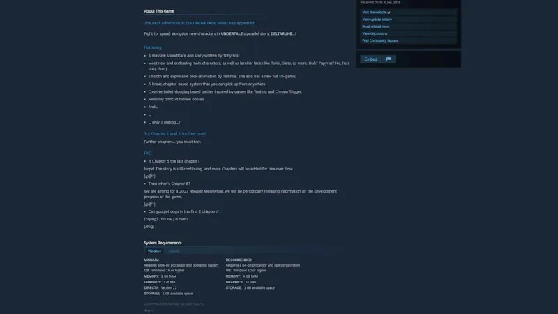 Deltarune Chapter 6 được Steam xác nhận ra mắt năm 2027: dự đoán khung thời gian và nội dung đáng mong đợi