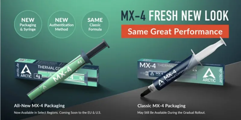 ARCTIC cập nhật thiết kế bao bì và ống tiêm cho MX-4, đồng nhất với MX-7
