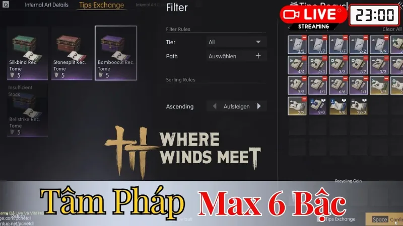 Where Winds Meet — Tăng 4 sách Tâm Pháp lên 6 bậc nhanh nhất (PCNET)